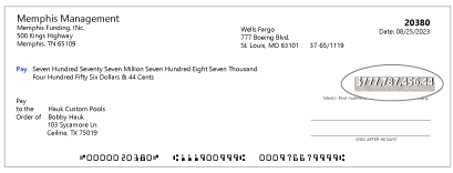 Blank business check stock sample.