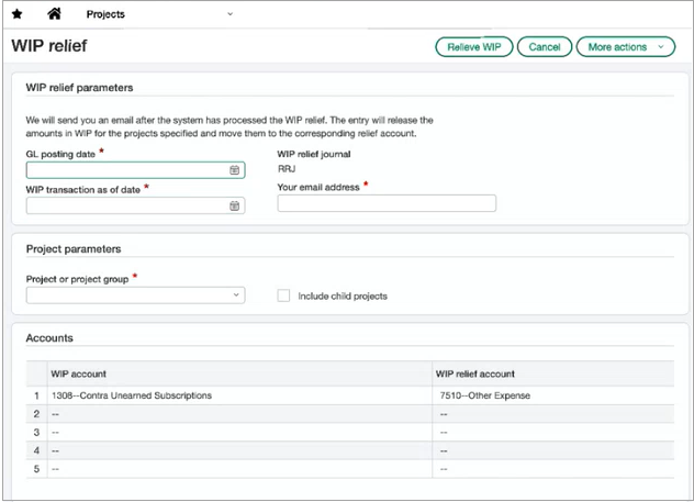 WIP relief parameters